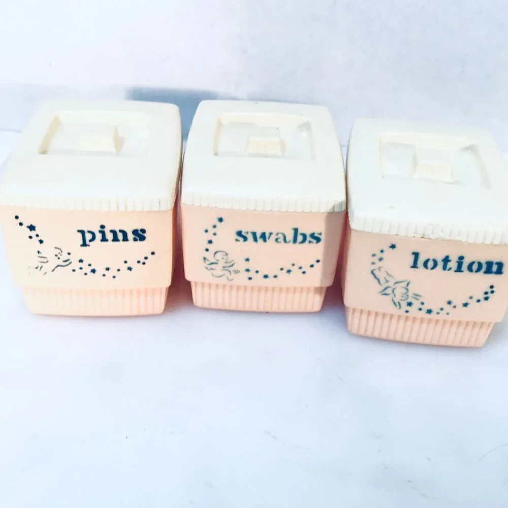 Clarolyte Vintage Bathroom Decor 1960 Lotion Swabs Containers VTG Shabby Chic